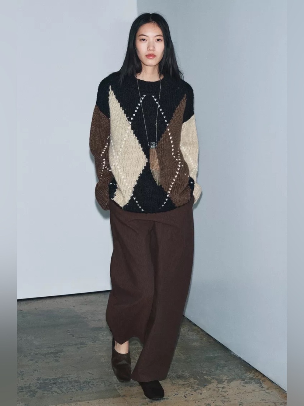 NWT Zara DIAMOND KNIT JUMPER